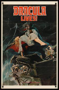8a097 DRACULA LIVES special 23x35 '74 cool artwork from vampire horror comic book!