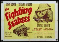 8a486 FIGHTING SEABEES special poster R50s John Wayne & Susan Hayward in World War II!