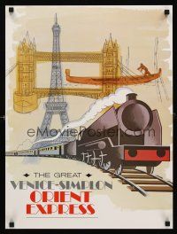 8a309 GREAT VENICE-SIMPLON ORIENT EXPRESS travel poster '80s Marback art of classic train!