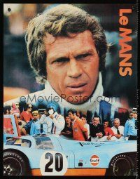 8a508 LE MANS Gulf Oil special 17x22 '71 great close up image of race car driver Steve McQueen!