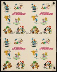 8a206 MICKEY MOUSE SPLASHDANCE uncut sticker sheet '83 many great Disney character stickers!