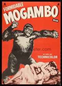 8a515 MOGAMBO Spanish special 16x22 '53 Clark Gable & Ava Gardner in Africa, art of giant ape!
