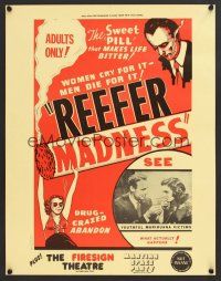 8a535 REEFER MADNESS special 18x23 R72 teens & marijuana, the weed from the Devil's garden!