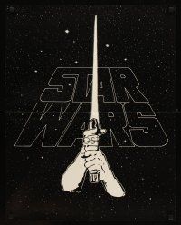8a553 STAR WARS 22x28 bootleg '77 George Lucas' sci-fi classic, cool art of hands & lightsaber!