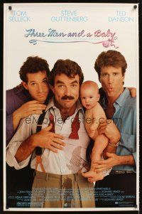 8a432 THREE MEN & A BABY video 1sh '87 Tom Selleck, Ted Danson, Steve Guttenberg