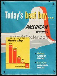 8a262 AMERICAN AIRLINES TODAY'S BEST BUY travel poster '40s cool art of aircraft & graph!