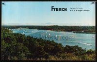 8a286 FRANCE: AQUITAINE LES LANDES French travel poster '60s cool image of sail boats on lake!