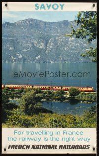 8a305 FRENCH NATIONAL RAILROADS: SAVOY French travel poster '67 cool image of train & river!
