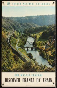 8a306 FRENCH NATIONAL RAILROADS: THE MASSIF CENTRAL French travel poster '61 French travel poster