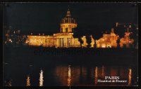 8a320 PARIS L'INSTITUT DE FRANCE French travel poster 1960s cool image of building at night1