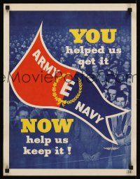 8a026 ARMY E NAVY 17x22 WWII war poster '40s Victory in Europe, Chance Vought workers!