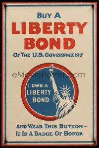 8a002 BUY A LIBERTY BOND 20x30 WWI war poster '17 cool artwork of Statue of Liberty!