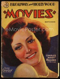 8b157 BROADWAY & HOLLYWOOD MOVIES magazine September 1931 art of Joan Crawford by A. Gins!