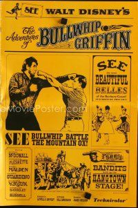 8b292 ADVENTURES OF BULLWHIP GRIFFIN pressbook '66 Disney, beautiful belles, mountain ox battle!