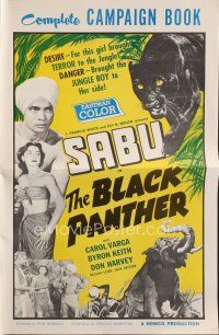 8b303 BLACK PANTHER pressbook '56 danger brought Sabu to sexy Carol Varga's side in the jungle!