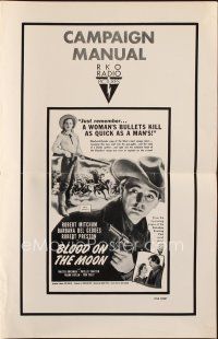 8b305 BLOOD ON THE MOON pressbook R57 art of cowboy Robert Mitchum pointing gun & Barbara Bel Geddes