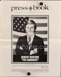 8b312 CANDIDATE pressbook '72 great image of candidate Robert Redford blowing a bubble!