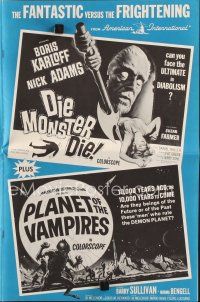 8b330 DIE MONSTER DIE/PLANET OF THE VAMPIRES pressbook '65 sci-fi horror double-bill!