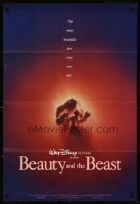 8c073 BEAUTY & THE BEAST DS 1sh '91 Walt Disney cartoon classic, great romantic art!