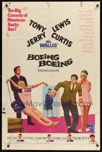 8c096 BOEING BOEING 1sh '65 Tony Curtis & Jerry Lewis in the big comedy of nineteen sexty-sex!