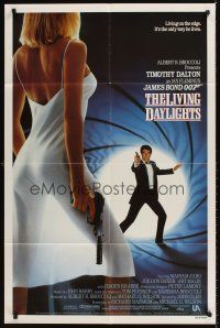 8c015 LIVING DAYLIGHTS int'l 1sh '87 Timothy Dalton as James Bond & sexy Maryam d'Abo with gun!