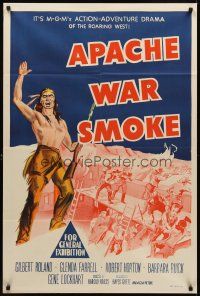 8d491 APACHE WAR SMOKE Aust 1sh '52 Gilbert Roland, Glenda Farrell, roaring West adventure!