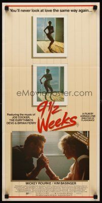 8d554 9 1/2 WEEKS Aust daybill '86 close-up of Mickey Rourke & sexy Kim Basinger!