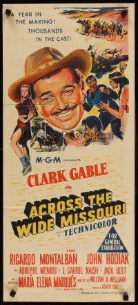 8d555 ACROSS THE WIDE MISSOURI Aust daybill '51 art of smiling Clark Gable &sexy Maria Elena Marques