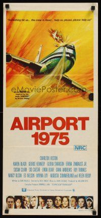 8d560 AIRPORT 1975 Aust daybill '74 Charlton Heston, Karen Black, G. Akimoto aviation accident art!