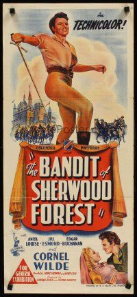 8d580 BANDIT OF SHERWOOD FOREST Aust daybill '45 Anita Louise, Jill Esmond & Cornel Wilde!