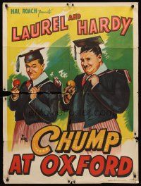 8d004 CHUMP AT OXFORD Indian R60s art of Laurel & Hardy in dunce caps & caps and gown!