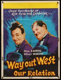 8d011 WAY OUT WEST/OUR RELATIONS Indian '60s great VAS artwork of Stan Laurel & Oliver Hardy!