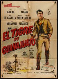 8d050 EL TIGRE DE GUANAJUATO Mexican poster '65 full-length artwork of cowboy Luis Aguilar!