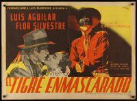 8d051 EL TIGRE ENMASCARADO Mexican poster '51 Luis Aguilar, Vega art of masked gunman & couple!