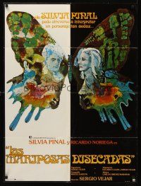 8d060 LA MARIPOSAS DISECADAS Mexican poster '78 wonderful art of butterfly & cast!