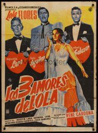 8d068 LOLA TORBELLINO Mexican poster '56 art of sexy Spanish actress Lola Flores & her suitors!