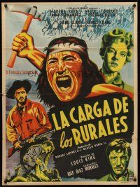 8d070 MASSACRE Mexican poster '56 Dane Clark, Native Americans, completely different art!