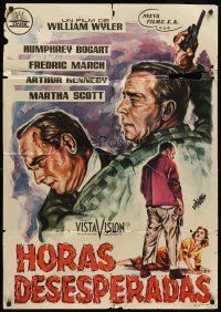 8d020 DESPERATE HOURS Spanish '64 Humphrey Bogart attacks Fredric March from behind, William Wyler