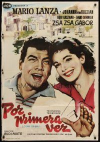 8d024 FOR THE FIRST TIME Spanish '60 close up art of Mario Lanza w/gorgeous new screen beauty!