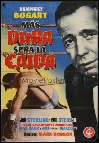 8d025 HARDER THEY FALL Spanish '56 Humphrey Bogart, Rod Steiger, boxer on ropes in ring image!