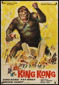 8d026 KING KONG Spanish R65 Fay Wray, Robert Armstrong, great art of giant ape crushing city!
