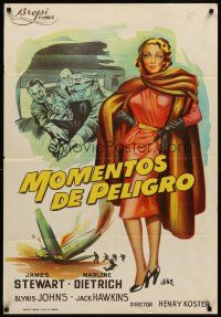 8d028 NO HIGHWAY IN THE SKY Spanish '51 art of James Stewart restrained, sexy Marlene Dietrich!