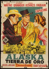 8d029 NORTH TO ALASKA Spanish '61 John Wayne & sexy Capucine in fun-filled adventure in the Yukon!