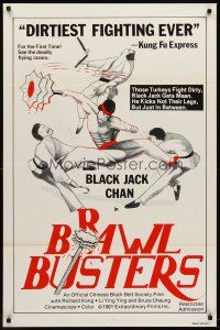8e099 BRAWL BUSTERS 1sh '81 martial arts kung fu, those turkeys fight dirty!