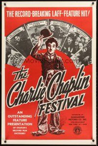 8e124 CHARLIE CHAPLIN FESTIVAL 1sh R1960s a record-breaking laff-feature hit, great images!