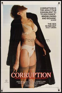8e147 CORRUPTION video/theatrical 1sh '83 one man's far out fantasy sex is another man's reality!