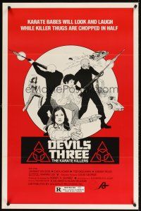 8e181 DEVILS THREE: THE KARATE KILLERS 1sh '80 Marrie Lee as Cleopatra Wong the karate queen!