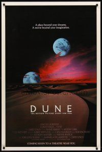 8e204 DUNE advance 1sh '84 David Lynch sci-fi epic, best image of two moons over desert!
