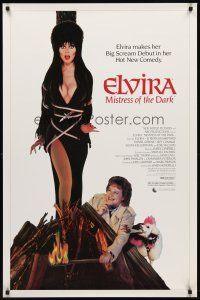 8e219 ELVIRA MISTRESS OF THE DARK 1sh '88 great image of sexy Cassandra Peterson tied to stake!