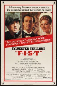 8e239 F.I.S.T. style B 1sh '77 great image of Sylvester Stallone & lots of angry strikers!